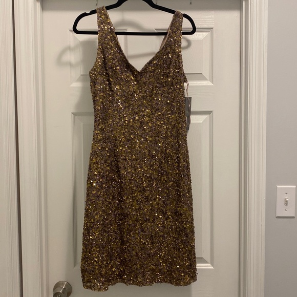 theia gold sequin dress | Dresses | Nwt Theia Size 2 Floral homecoming dresses
